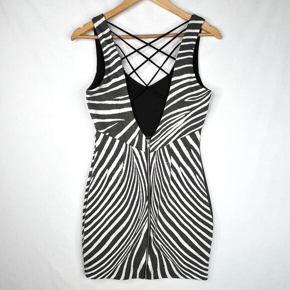 Bebe Addiction Bodycon Zebra Dress Small - Picture 2 of 10